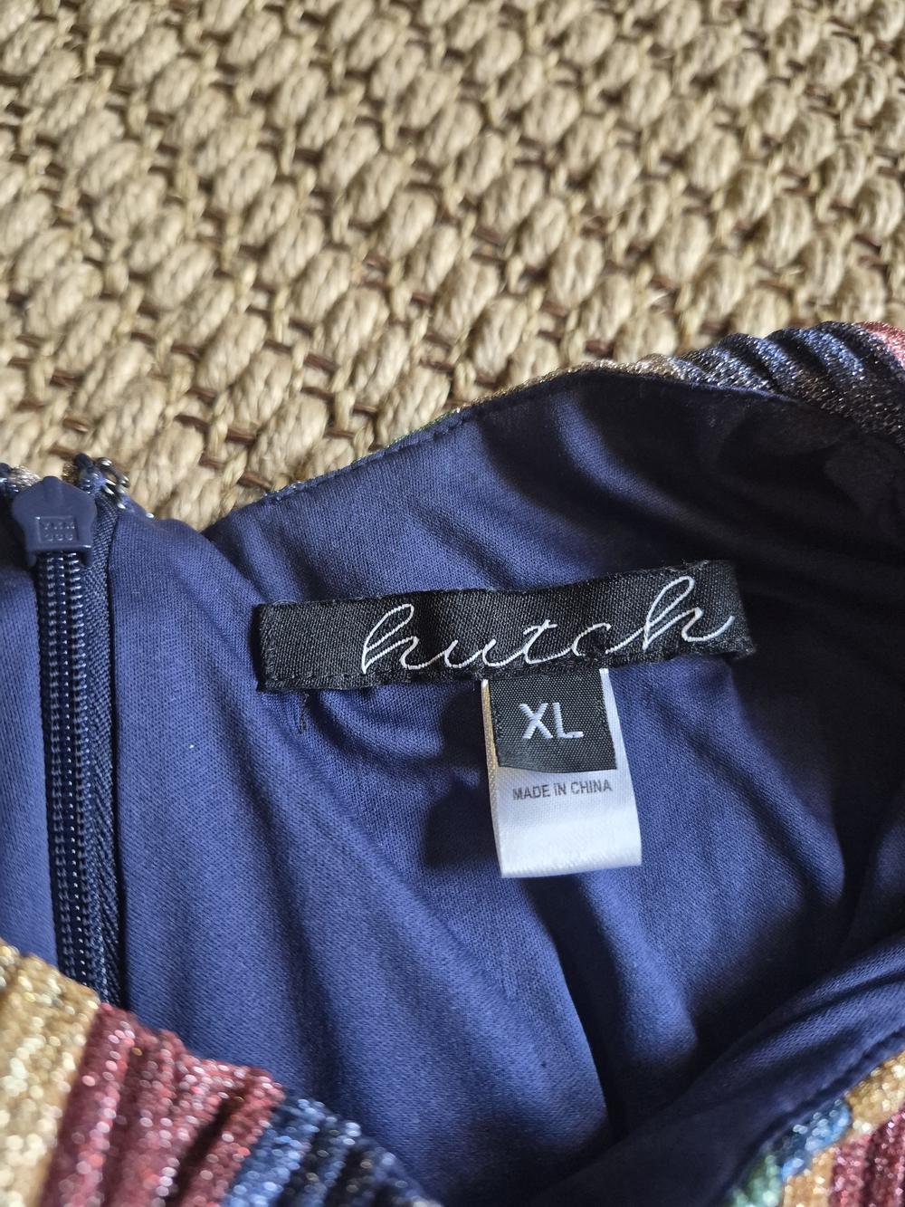 Hutch Multicolor Metallic Stripe Midi Dress. Has Pockets! - Picture 3 of 7